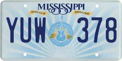 MS license plate YUW378