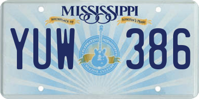 MS license plate YUW386