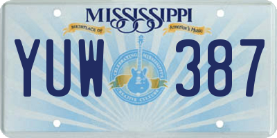 MS license plate YUW387