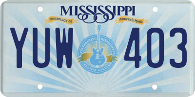 MS license plate YUW403