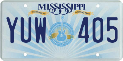 MS license plate YUW405