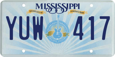 MS license plate YUW417