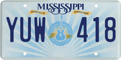 MS license plate YUW418