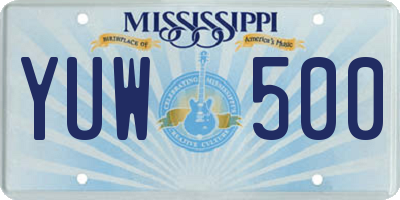 MS license plate YUW500