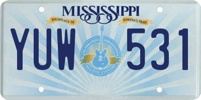 MS license plate YUW531