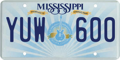 MS license plate YUW600