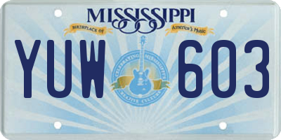 MS license plate YUW603