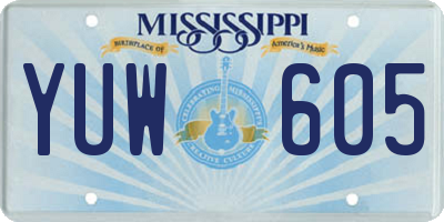 MS license plate YUW605