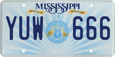 MS license plate YUW666