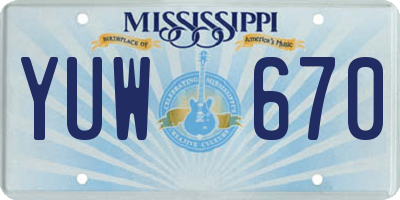 MS license plate YUW670