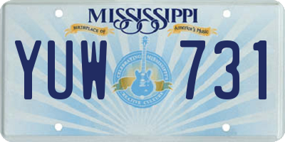 MS license plate YUW731