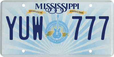 MS license plate YUW777