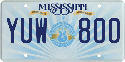 MS license plate YUW800