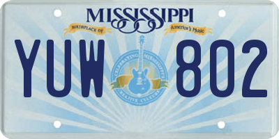 MS license plate YUW802