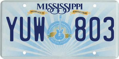 MS license plate YUW803