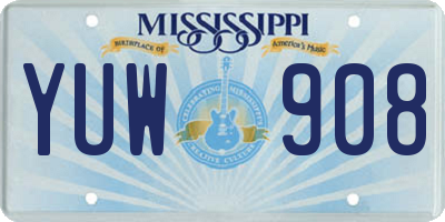MS license plate YUW908