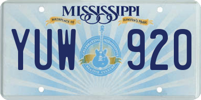 MS license plate YUW920