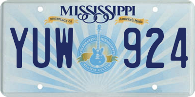 MS license plate YUW924