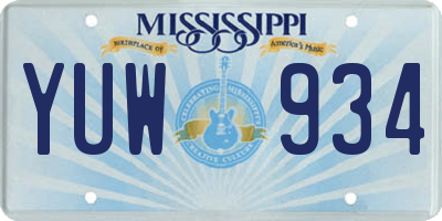 MS license plate YUW934