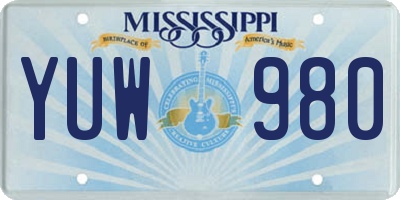 MS license plate YUW980