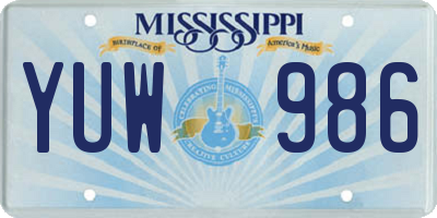 MS license plate YUW986