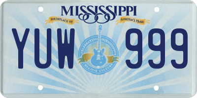 MS license plate YUW999