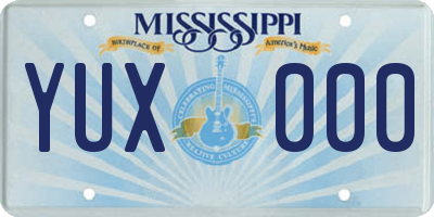 MS license plate YUX000