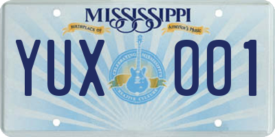 MS license plate YUX001