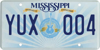 MS license plate YUX004