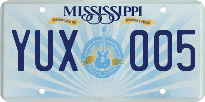 MS license plate YUX005