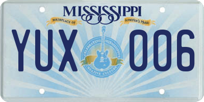 MS license plate YUX006