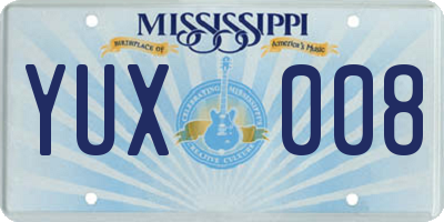 MS license plate YUX008