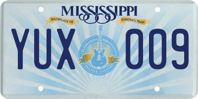 MS license plate YUX009