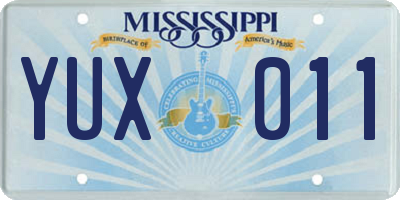 MS license plate YUX011