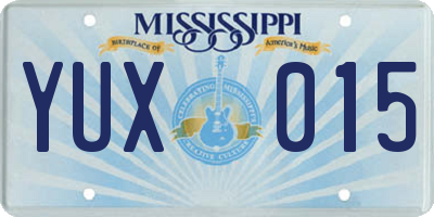 MS license plate YUX015