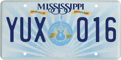 MS license plate YUX016