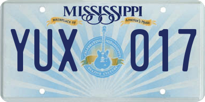 MS license plate YUX017