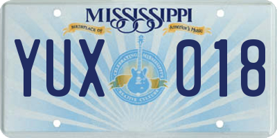 MS license plate YUX018