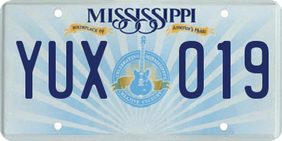 MS license plate YUX019