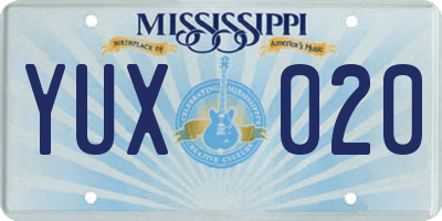 MS license plate YUX020