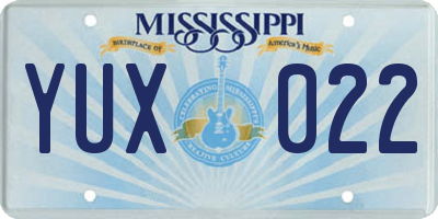 MS license plate YUX022