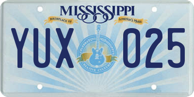 MS license plate YUX025