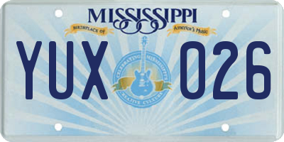 MS license plate YUX026