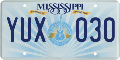 MS license plate YUX030