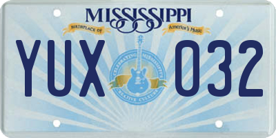 MS license plate YUX032