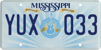 MS license plate YUX033