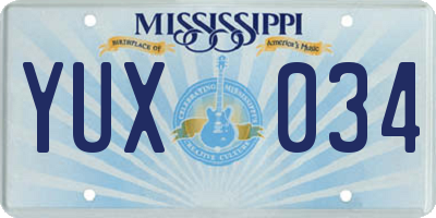 MS license plate YUX034
