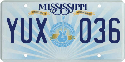 MS license plate YUX036