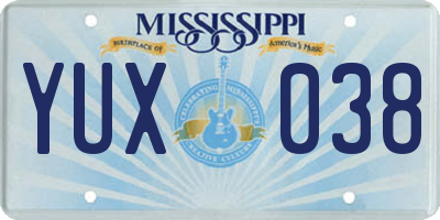 MS license plate YUX038