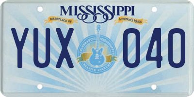 MS license plate YUX040